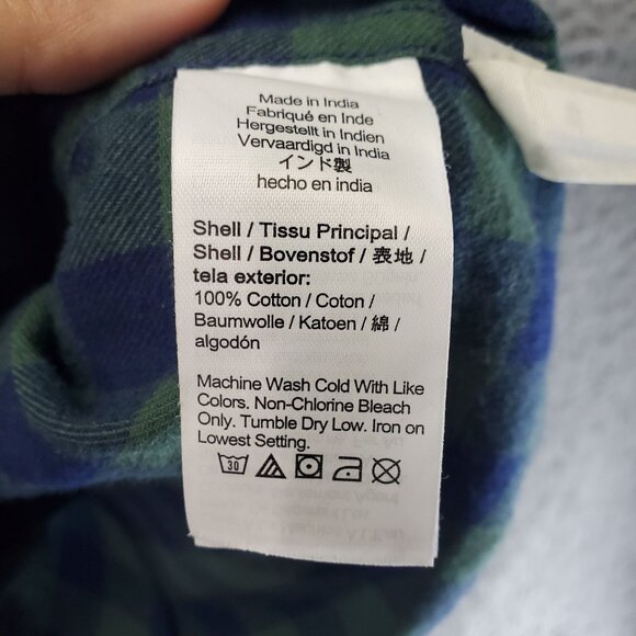 J. Crew Shirt Mens Medium Green & Blue Classic Flannel Button-Up Long Sleeve - Picture 3 of 8